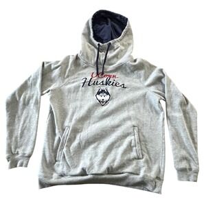 UConn Huskies Womens Medium Hoodie Colosseum Gray Fleece Funnel Neck Sweatshirt